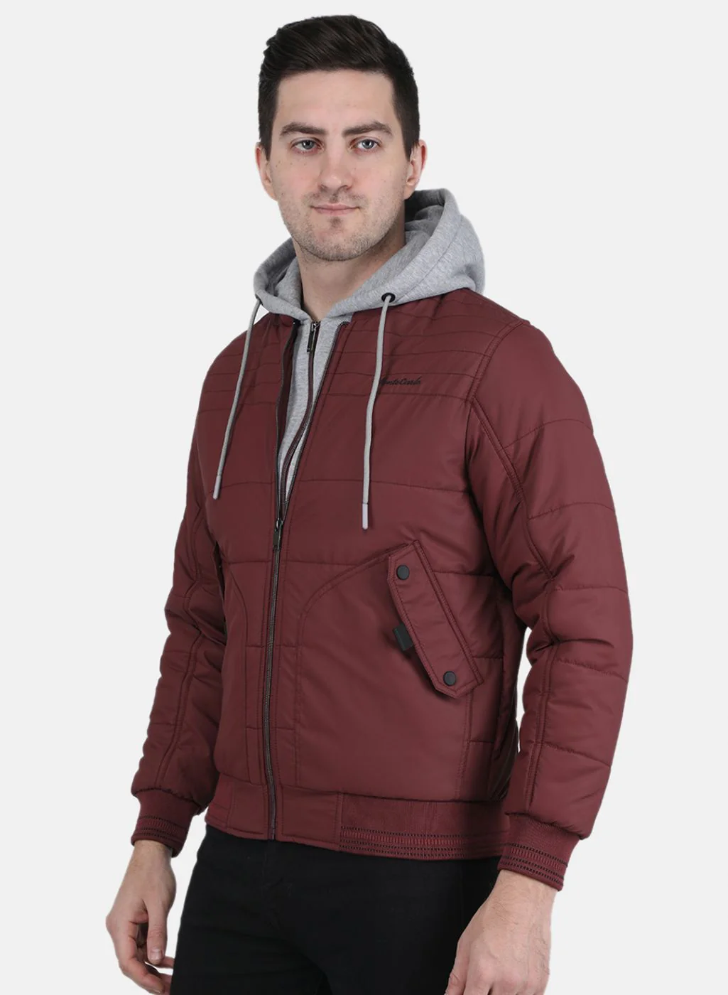 Men Maroon Solid Jacket - Image 2
