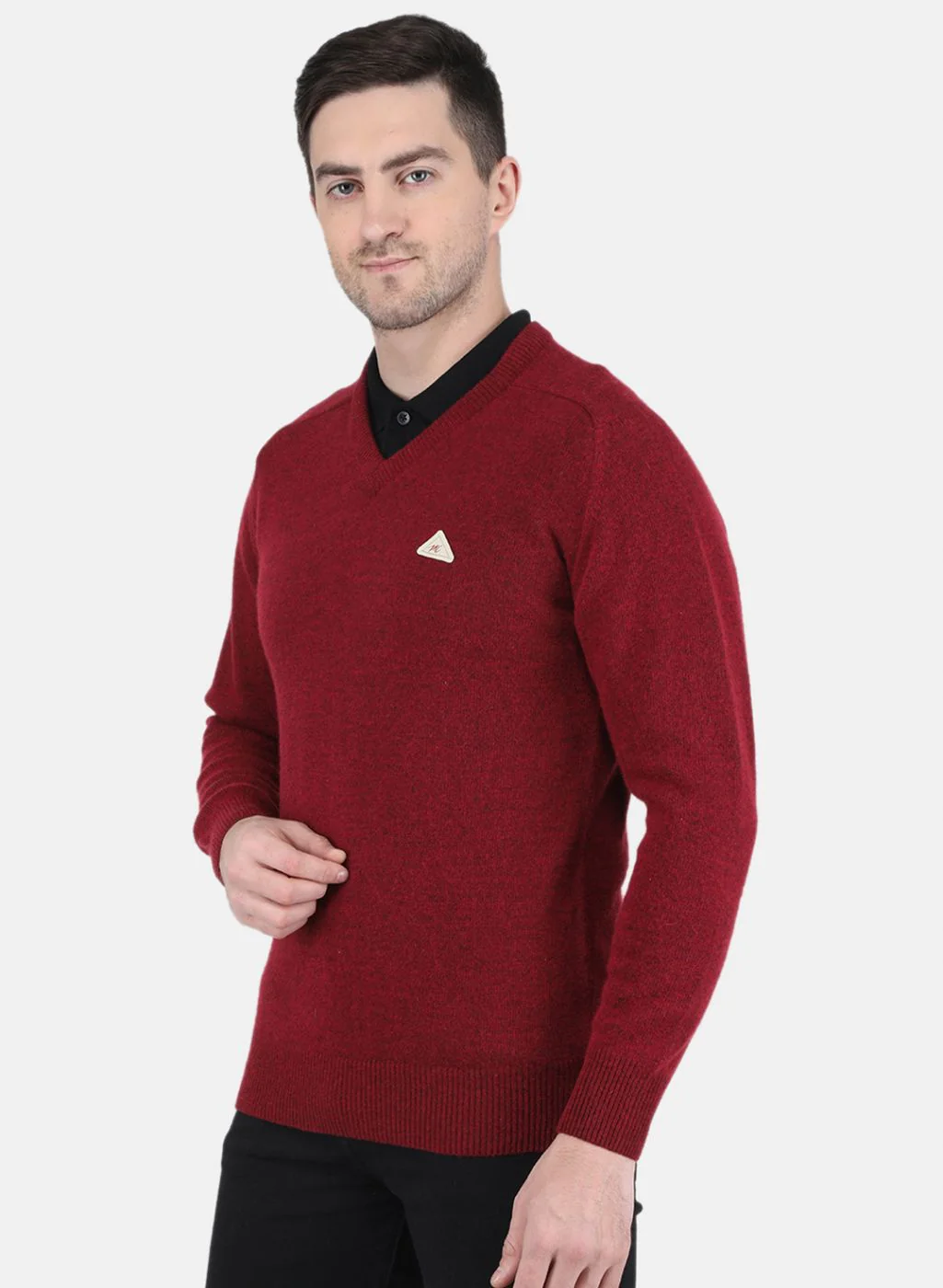 Men Maroon Solid Pullover - Image 2