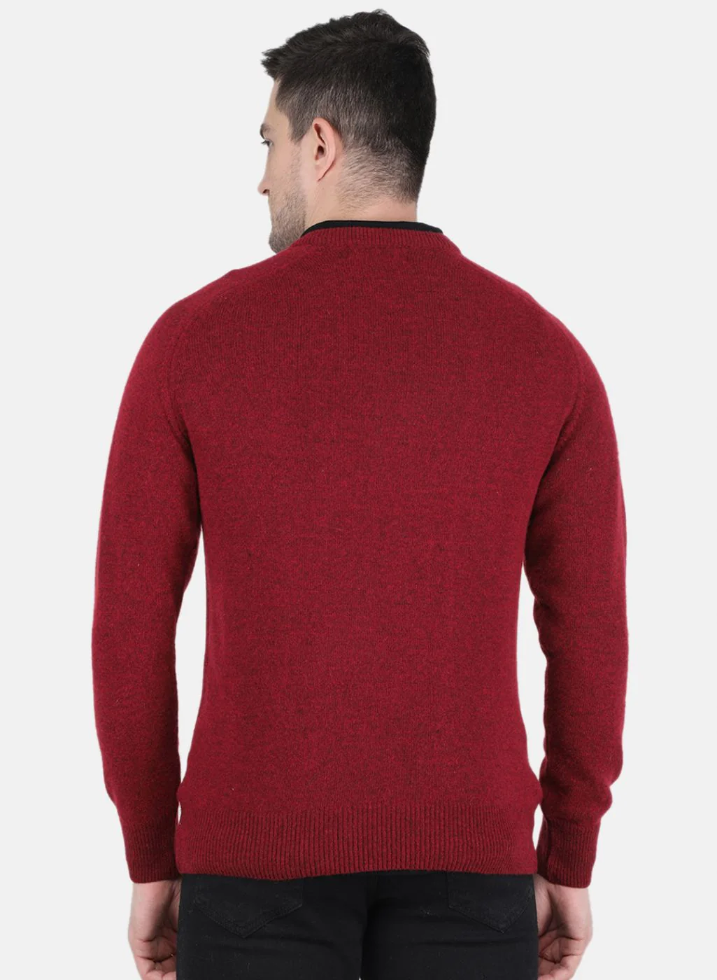 Men Maroon Solid Pullover - Image 3