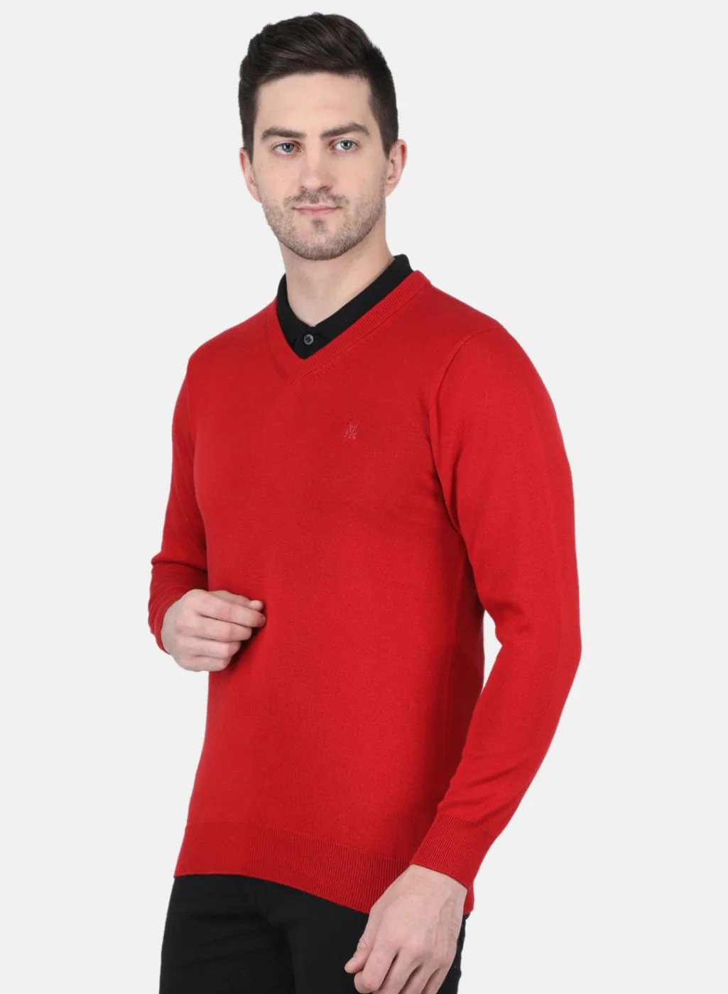 Men Maroon Solid Pullover - Image 2