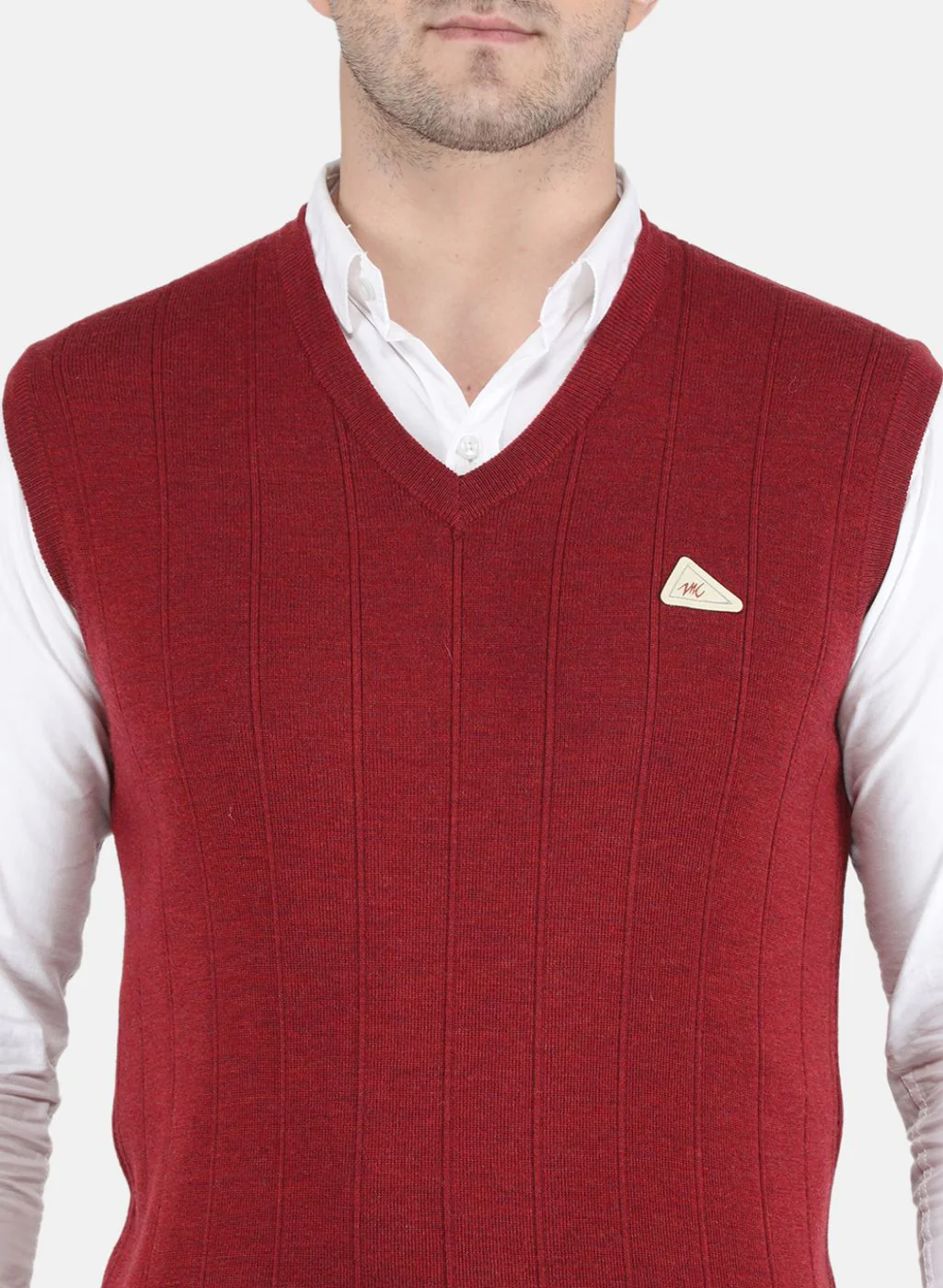 Men Maroon Solid Sweater - Image 5