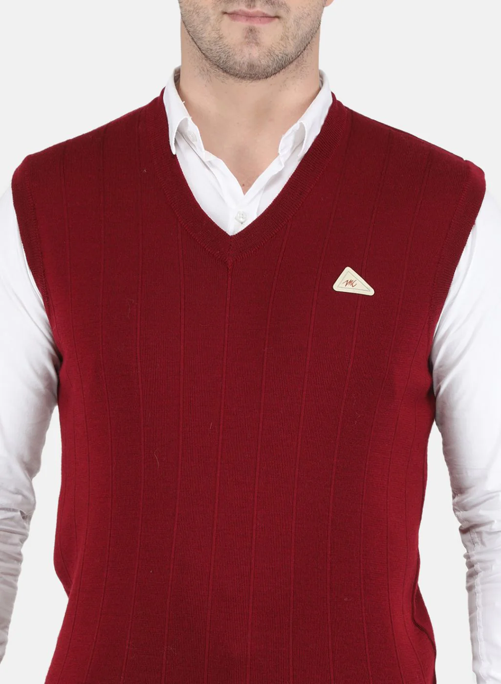 Men Maroon Solid Sweater - Image 5