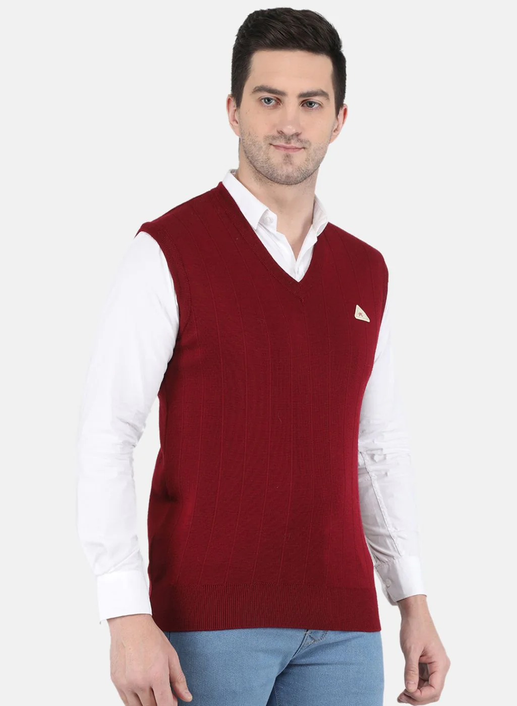 Men Maroon Solid Sweater - Image 6