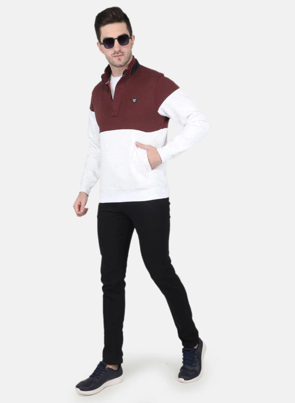 Men Maroon Solid Sweatshirt - Image 4
