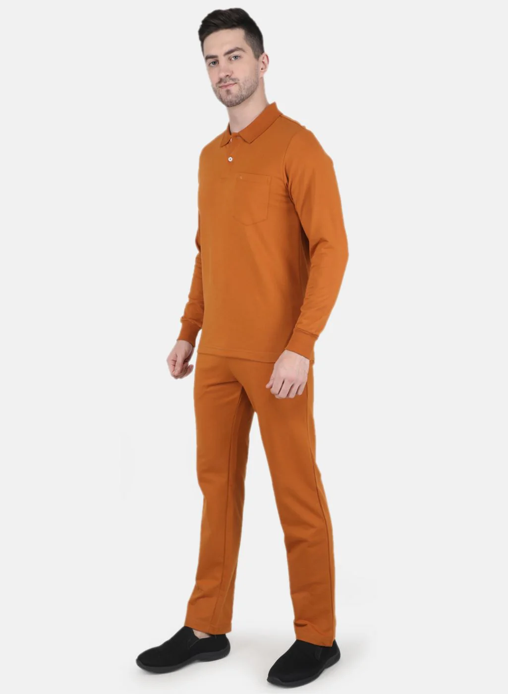 Men Mustard Solid Tracksuit - Image 2