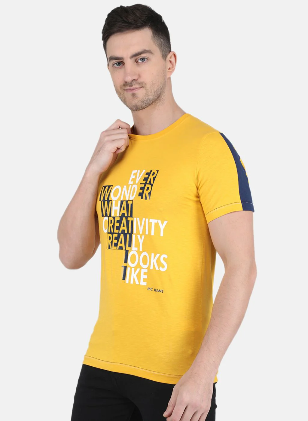 Men Mustard Stripe T-Shirt - Image 2