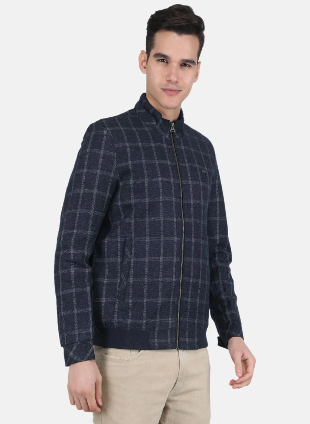 Men NAvy Blue Check Coat - Image 6