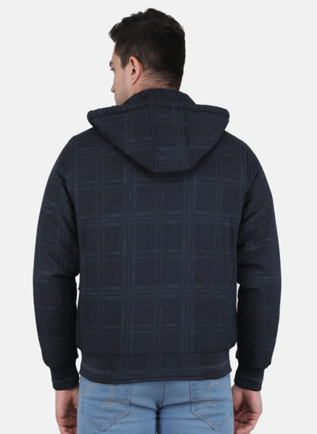 Men NAvy Blue Check Jacket - Image 3