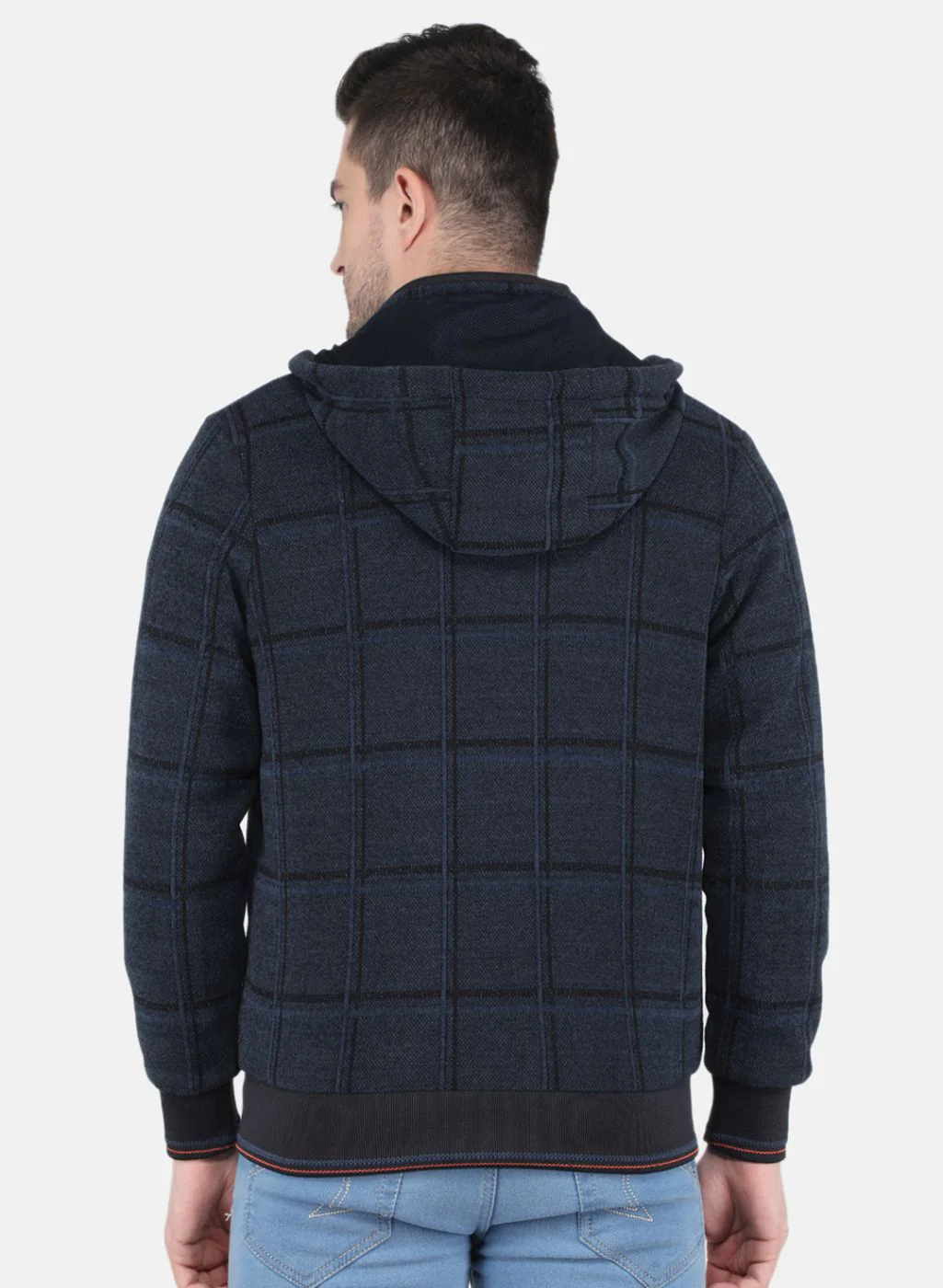 Men NAvy Blue Jaquard Jacket - Image 3