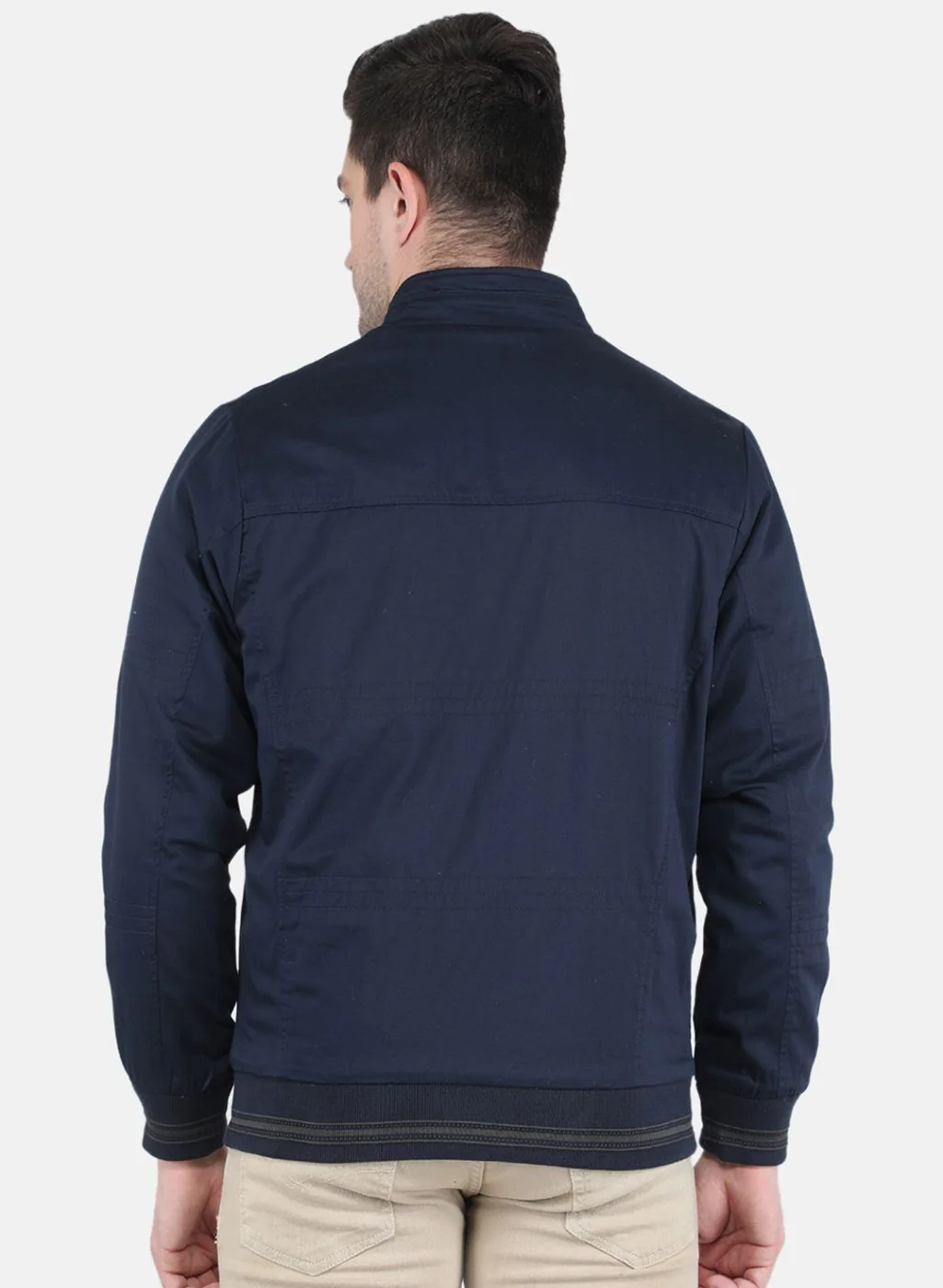 Men NAvy Blue Printed Jacket - Image 3