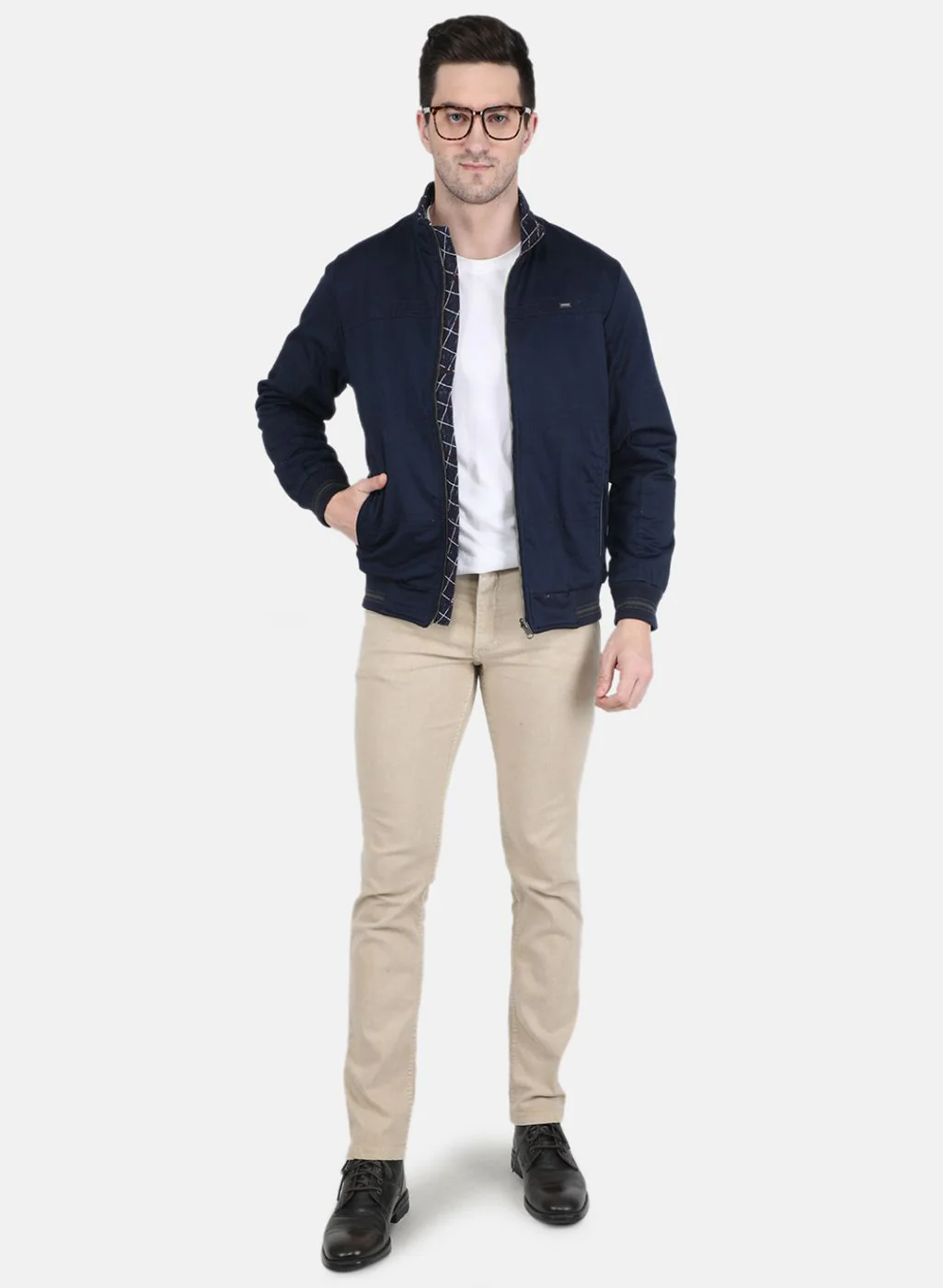 Men NAvy Blue Printed Jacket - Image 4