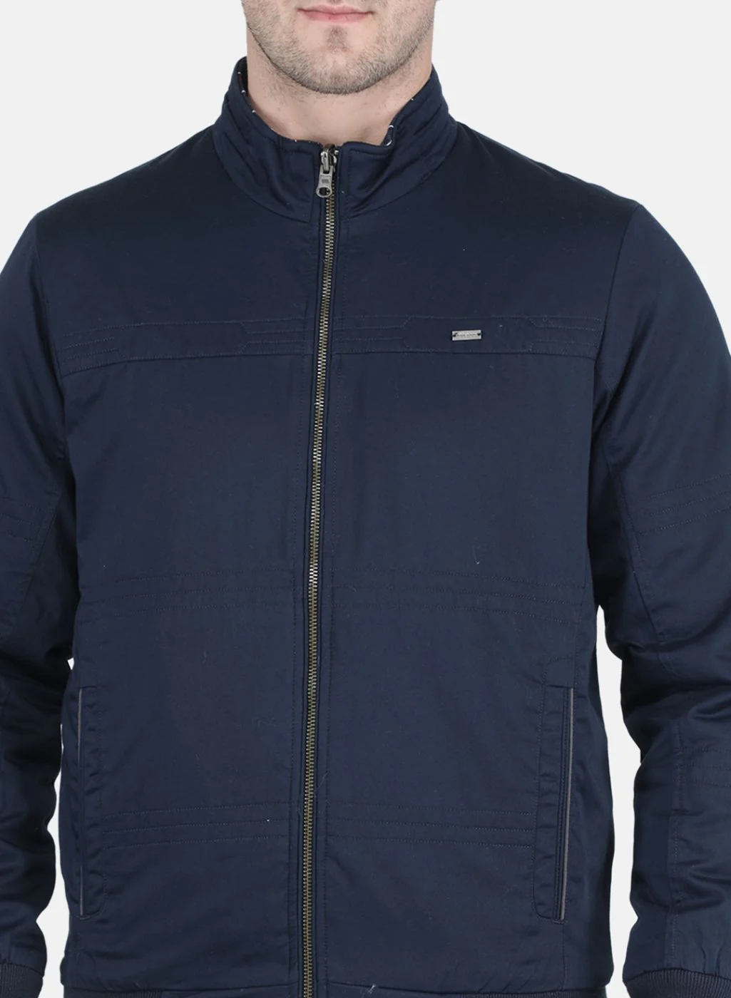Men NAvy Blue Printed Jacket - Image 5