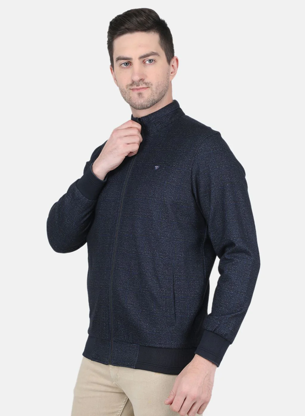Men NAvy Blue Printed Jacket - Image 2