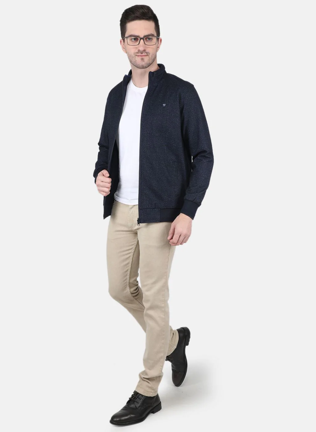 Men NAvy Blue Printed Jacket - Image 4