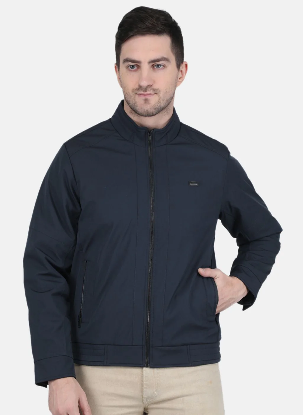 Men NAvy Blue Printed Jacket