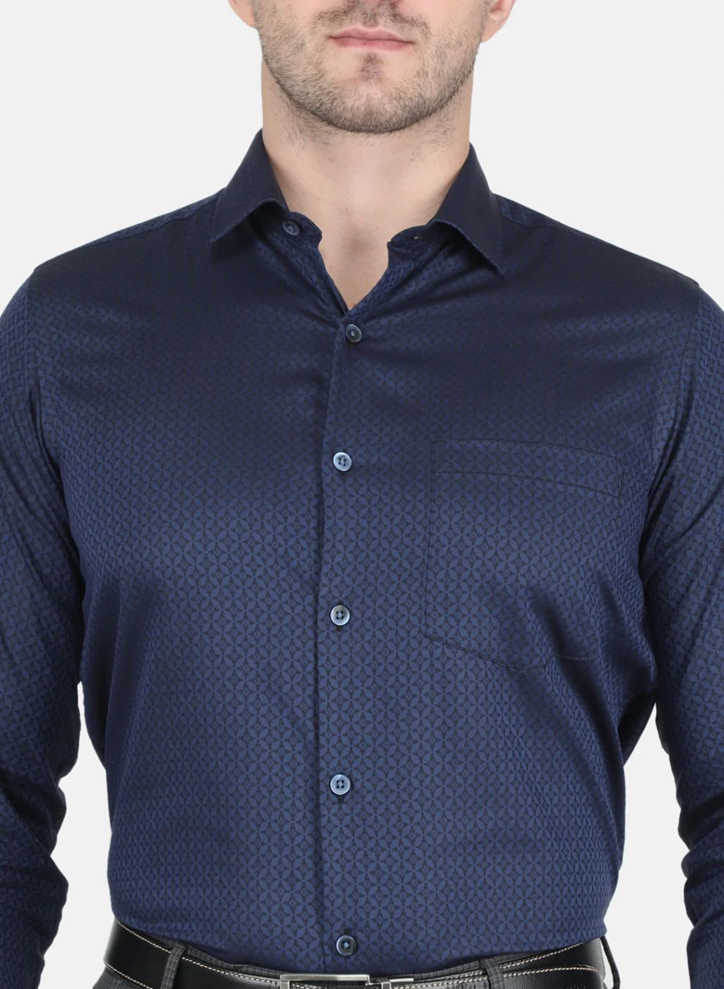 Men NAvy Blue Printed Shirt - Image 5