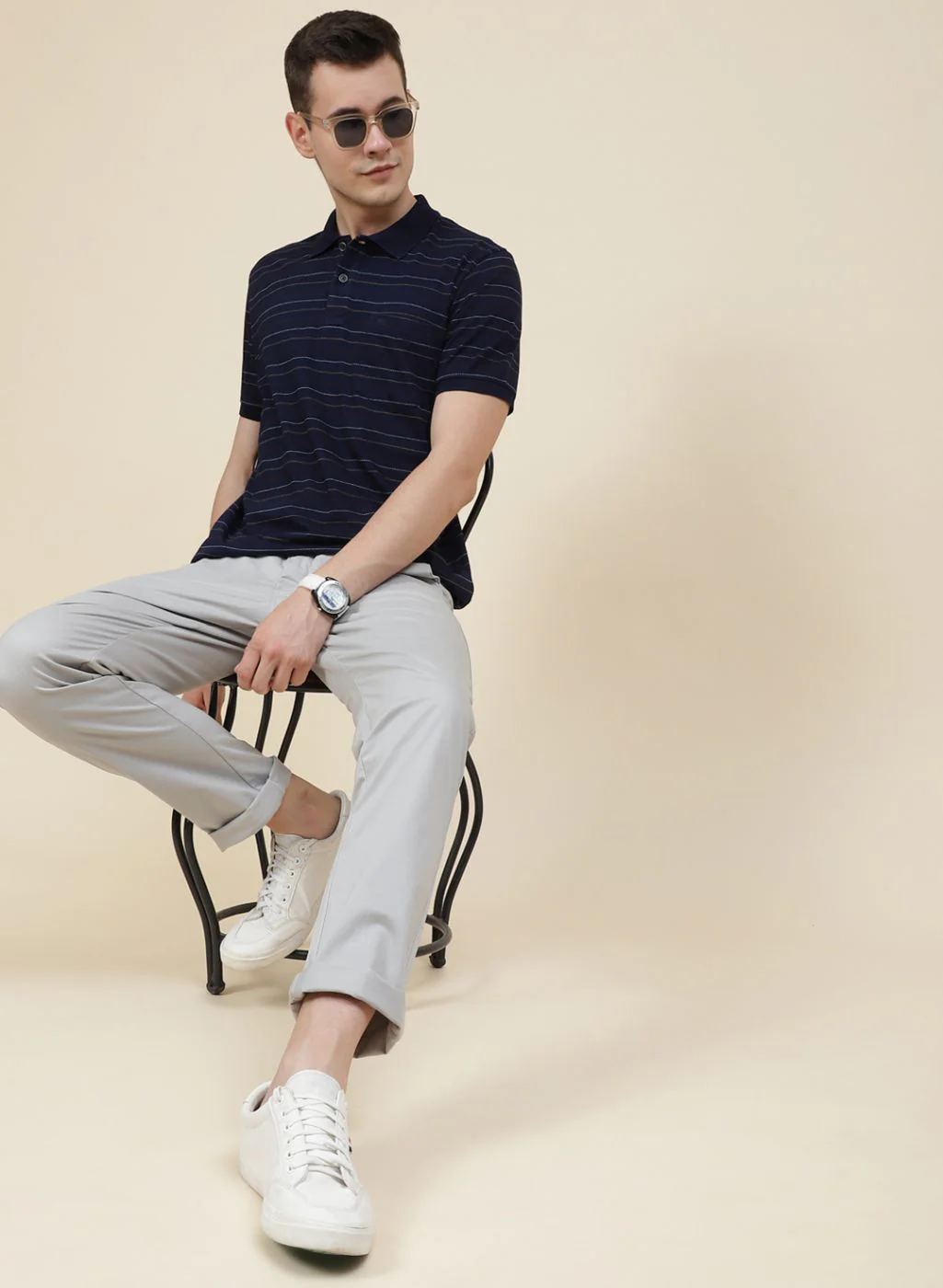 Men NAvy Blue Printed T-Shirt
