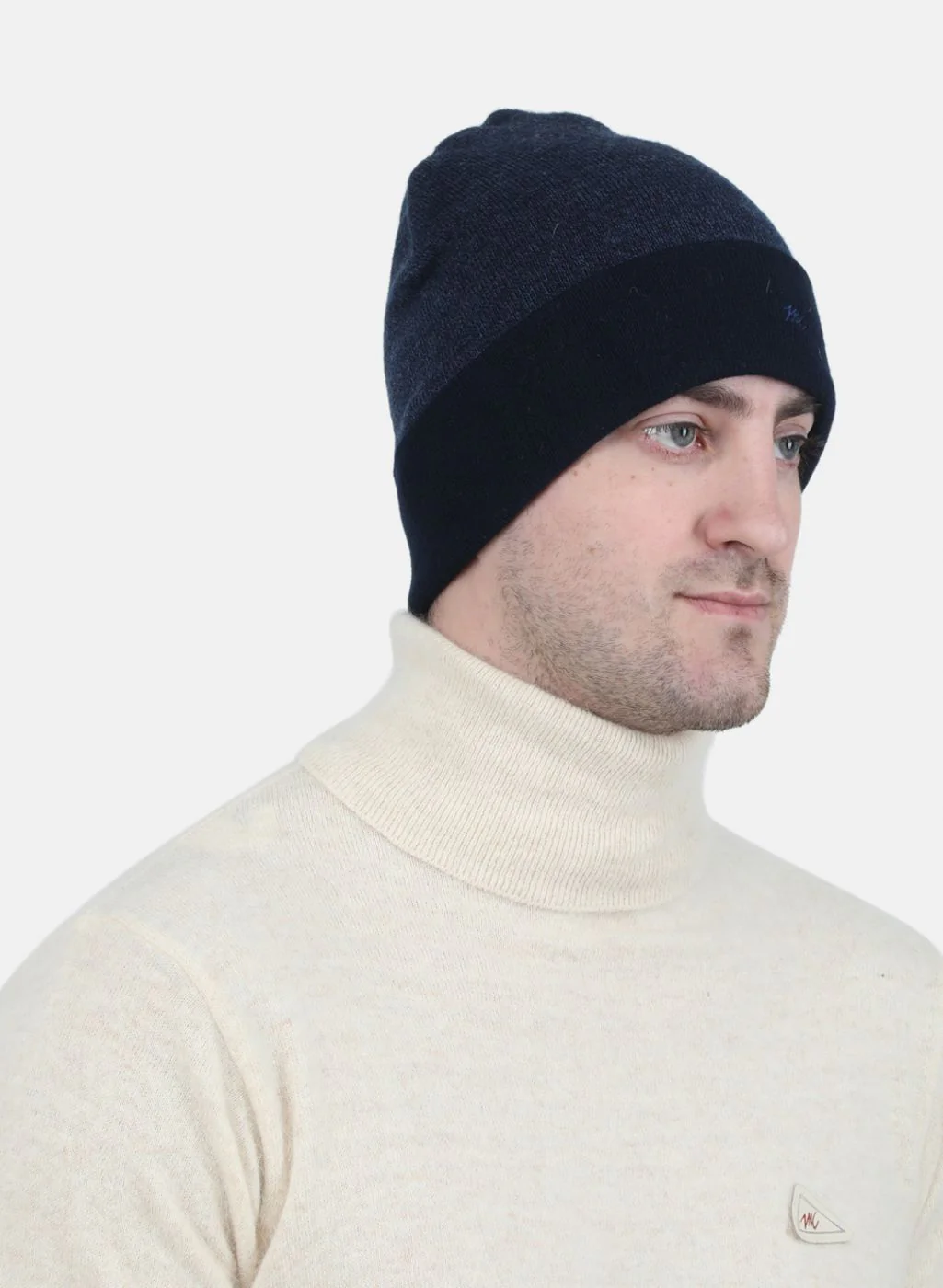 Men NAvy Blue Self Design Cap - Image 2