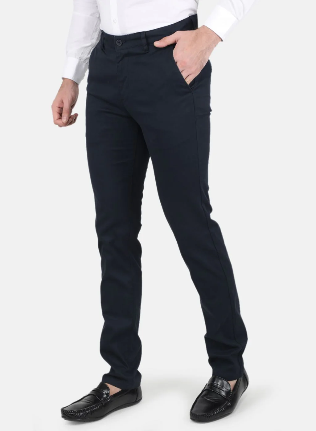 Men NAvy Blue Smart Fit Trouser - Image 2