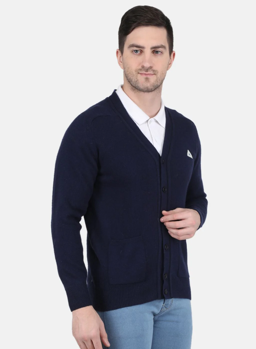 Men NAvy Blue Solid Cardigan - Image 6