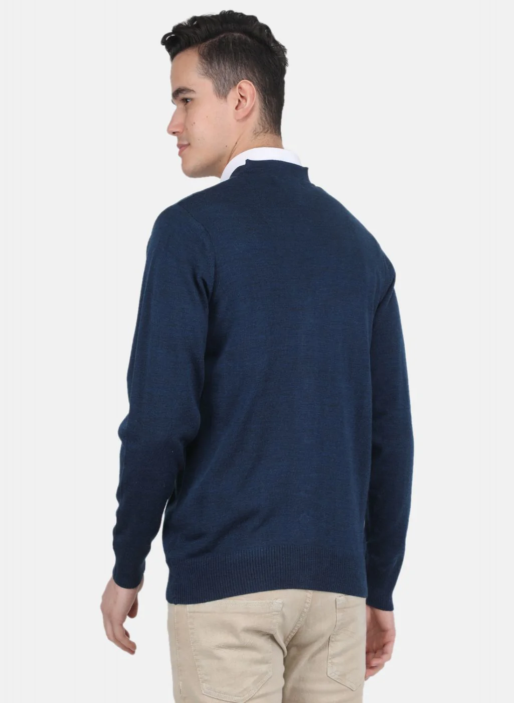 Men NAvy Blue Solid Cardigan - Image 3