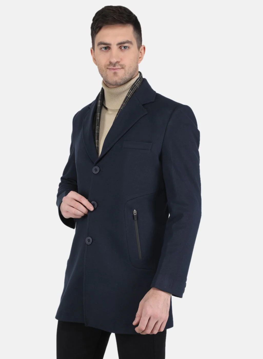 Men NAvy Blue Solid Coat - Image 2