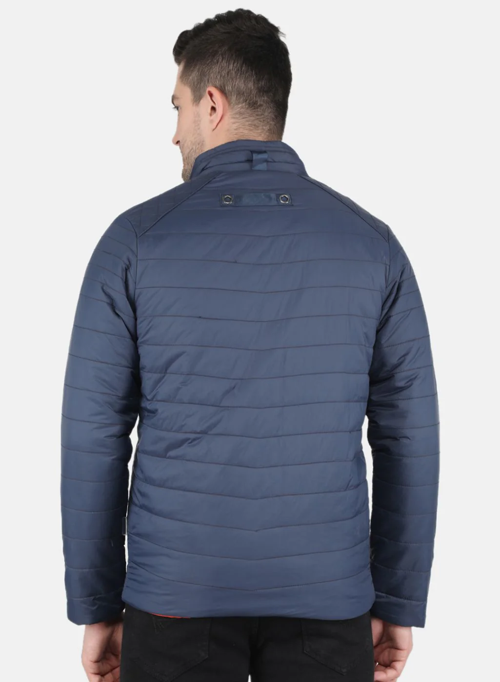 Men NAvy Blue Solid Jacket - Image 3