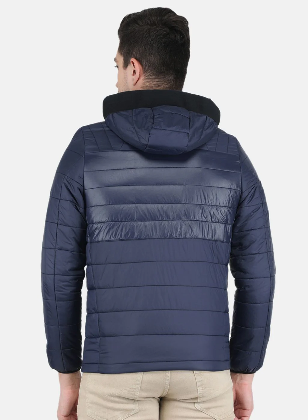 Men NAvy Blue Solid Jacket - Image 3