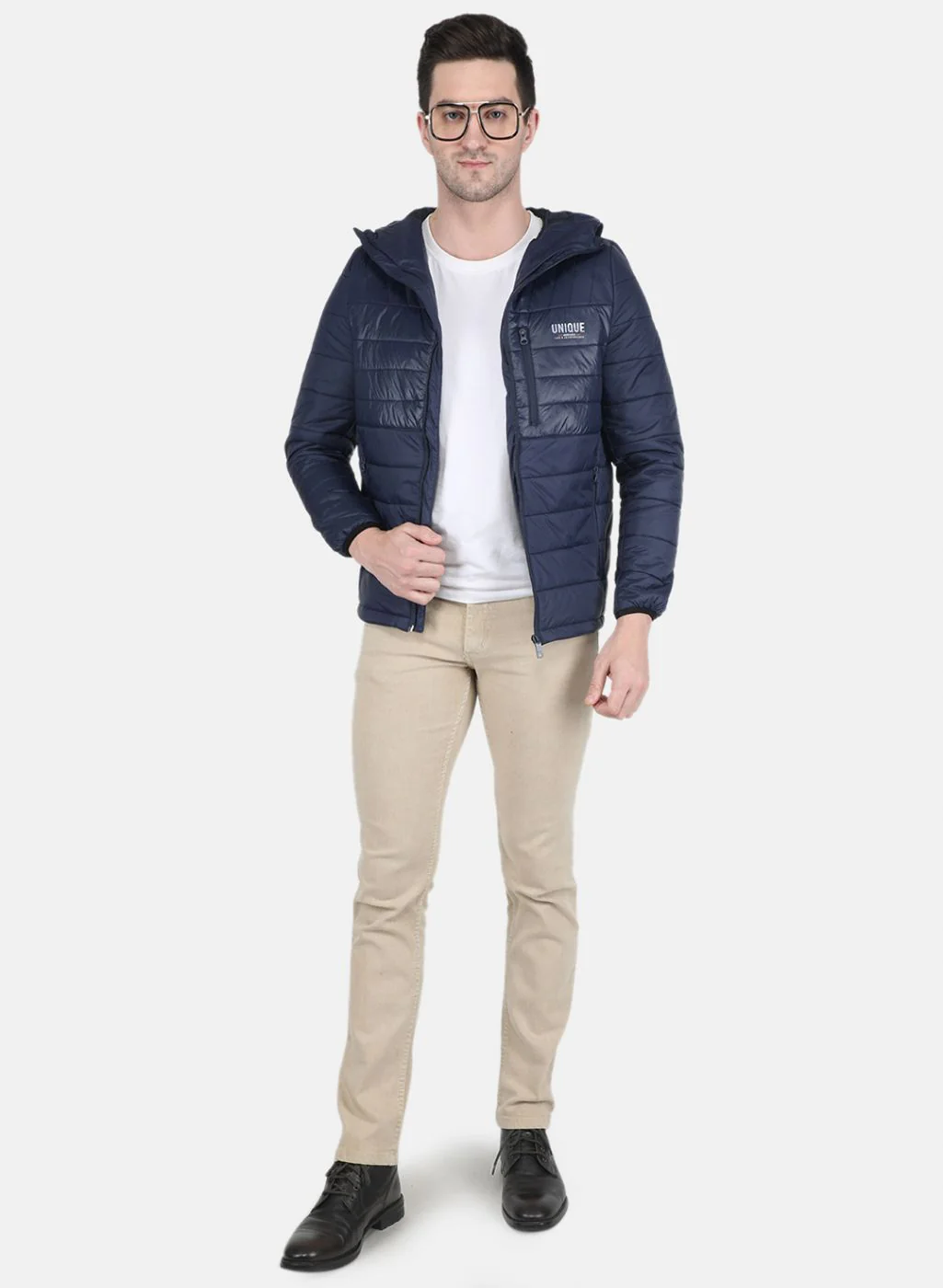 Men NAvy Blue Solid Jacket - Image 4