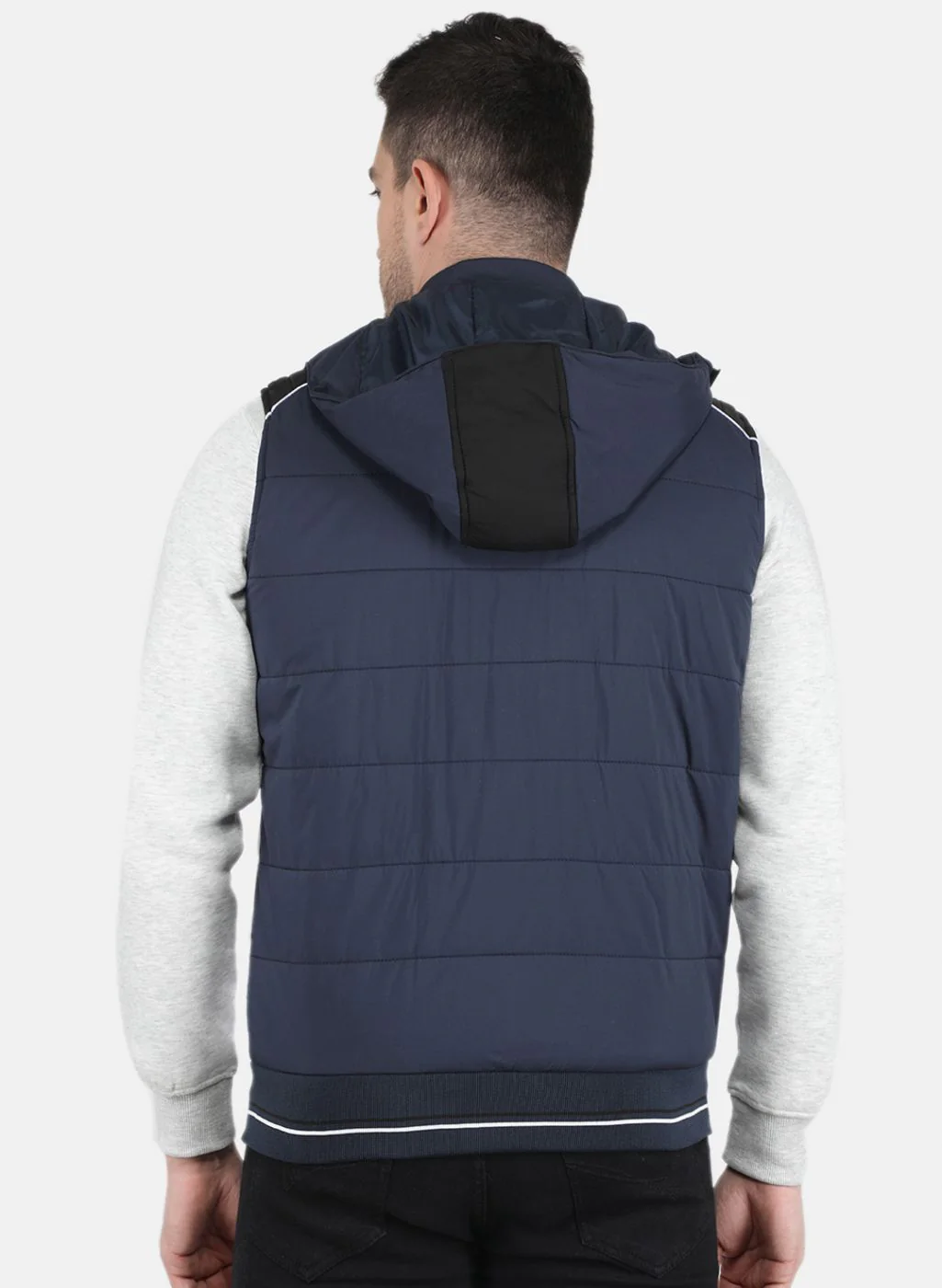 Men NAvy Blue Solid Jacket - Image 3