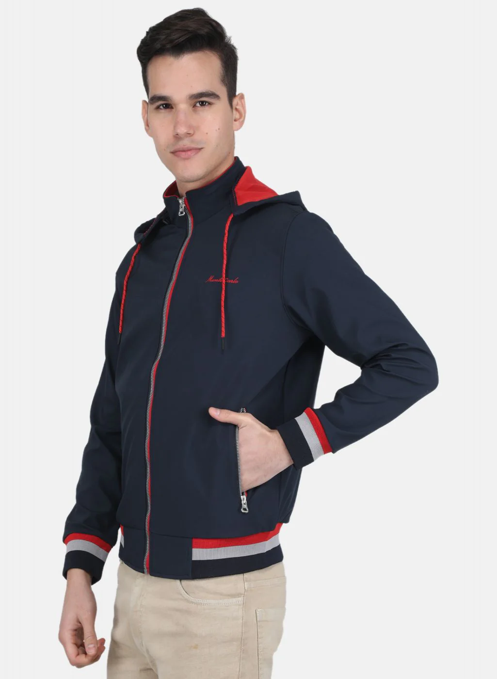 Men NAvy Blue Solid Jacket - Image 2