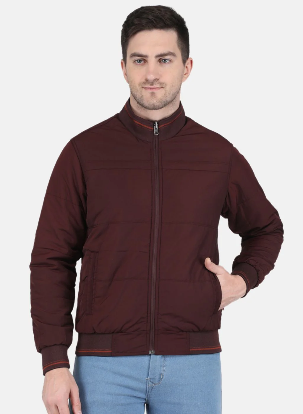 Men NAvy Blue Solid Jacket