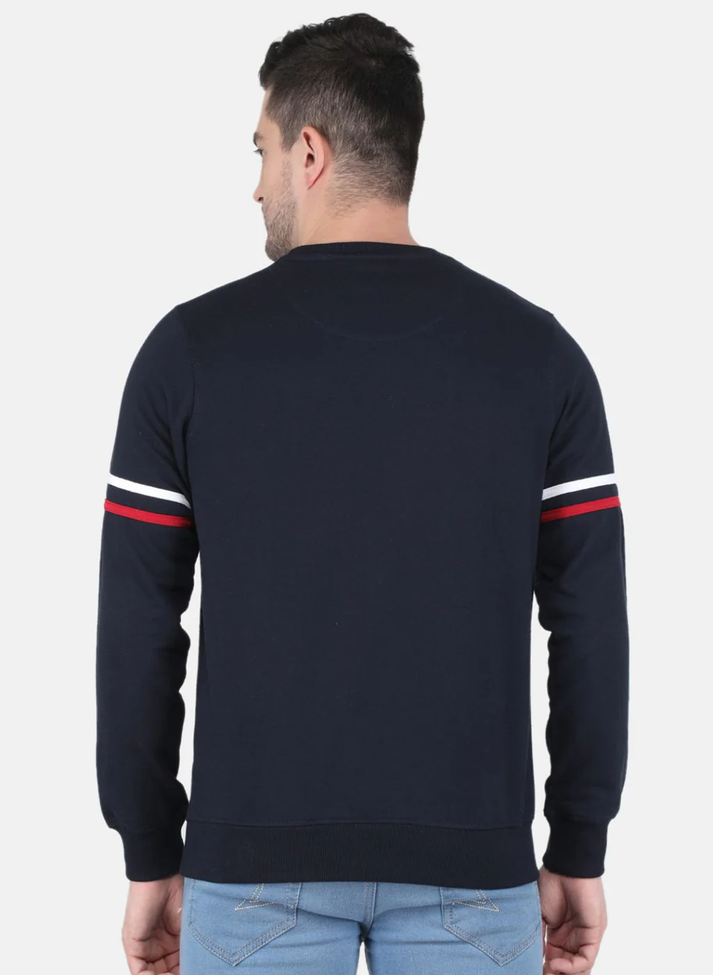Men NAvy Blue Solid Sweatshirt - Image 3
