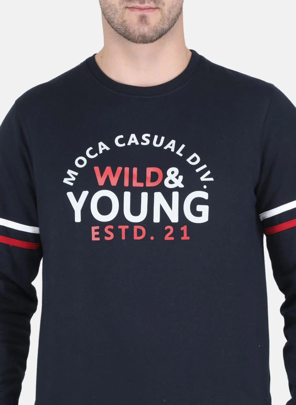 Men NAvy Blue Solid Sweatshirt - Image 5