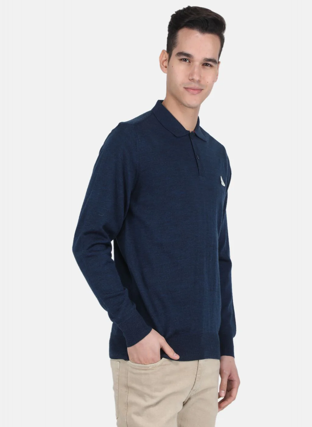 Men NAvy Blue Solid T-Shirt - Image 6