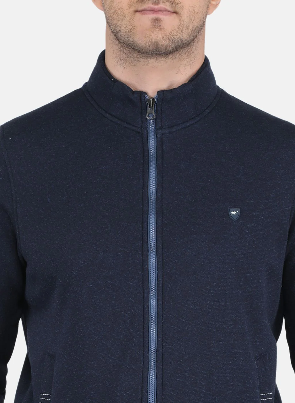 Men NAvy Blue Solid T-Shirt - Image 5
