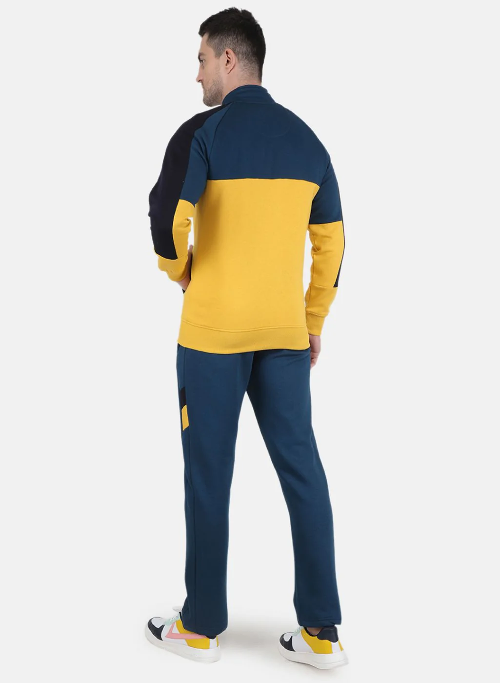 Men NAvy Blue Solid Tracksuit - Image 3