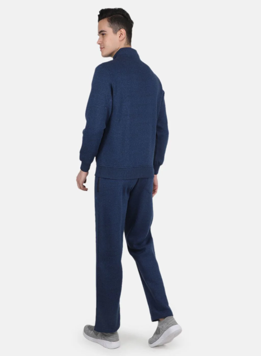 Men NAvy Blue Solid Tracksuit - Image 3