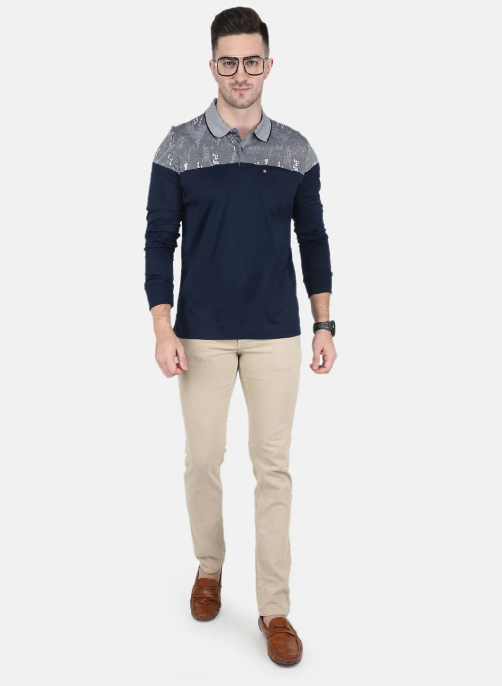 Men NAvy Blue Stripe T-Shirt - Image 4