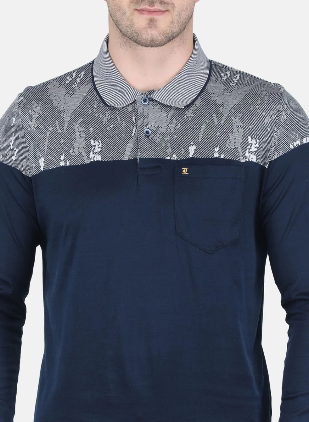 Men NAvy Blue Stripe T-Shirt - Image 5