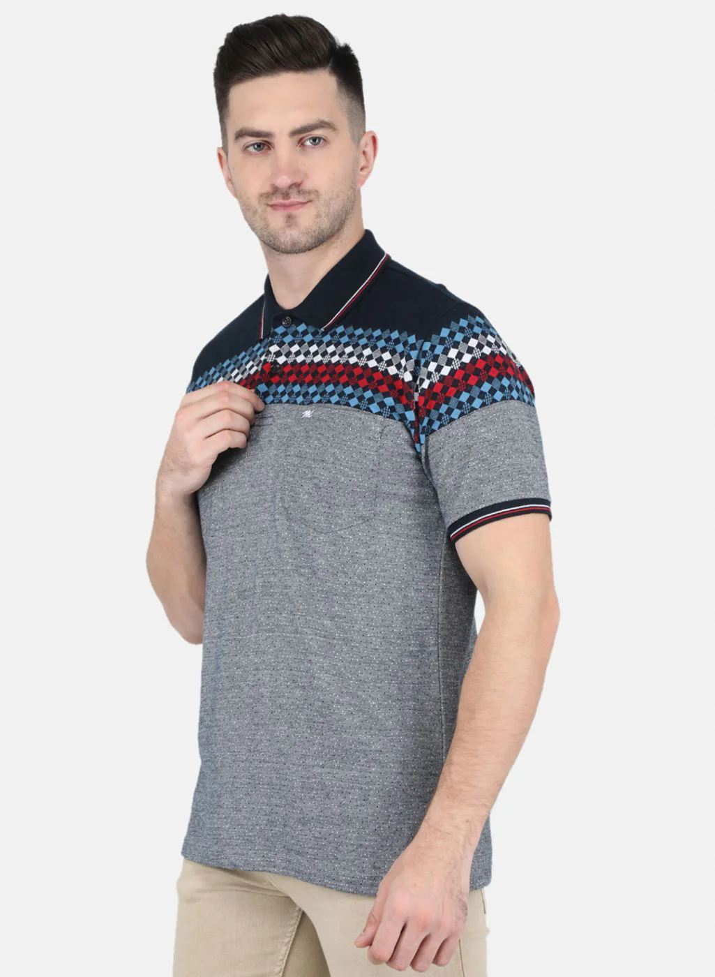 Men NAvy Blue Stripe T-Shirt - Image 2