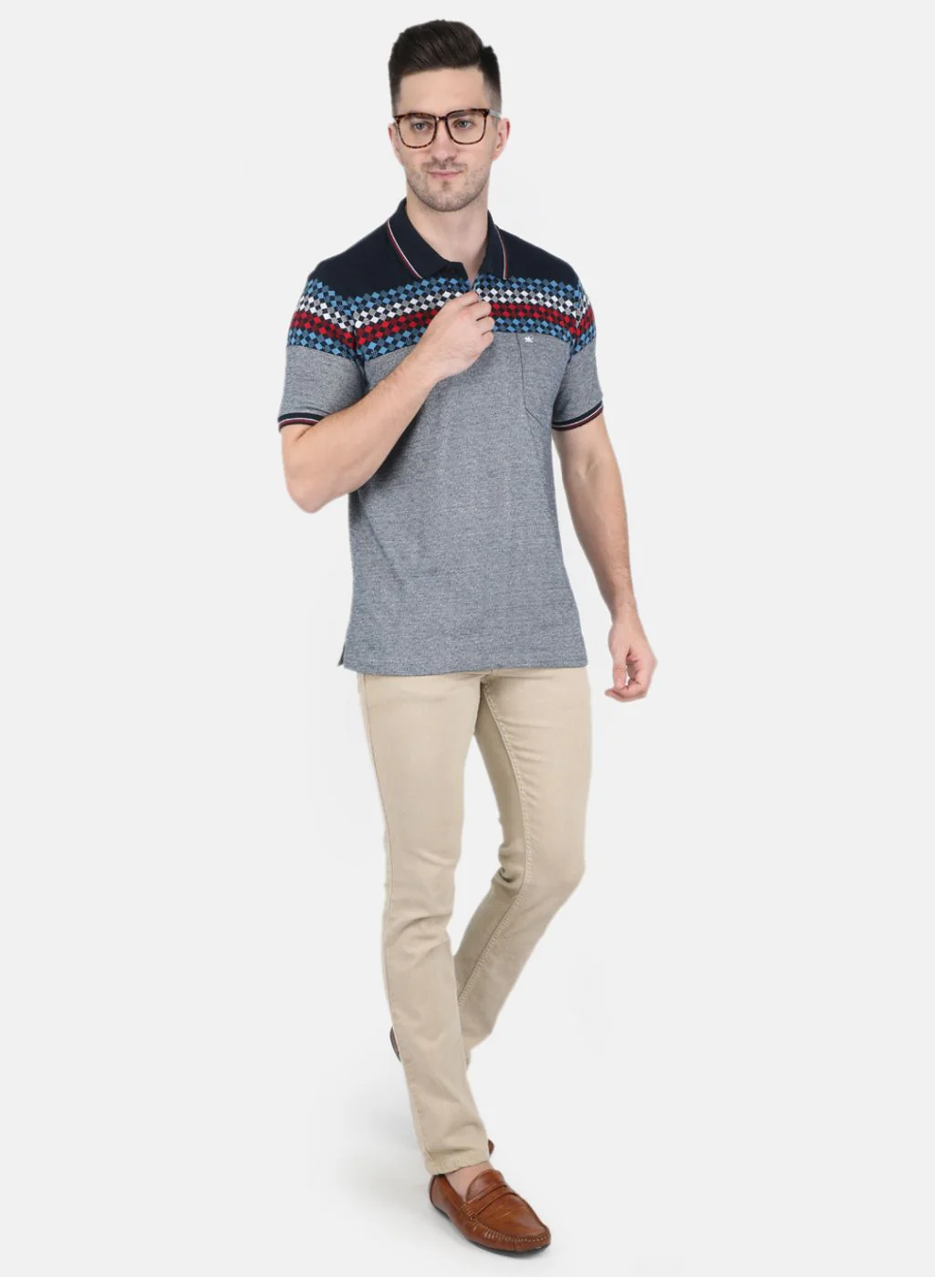Men NAvy Blue Stripe T-Shirt - Image 4