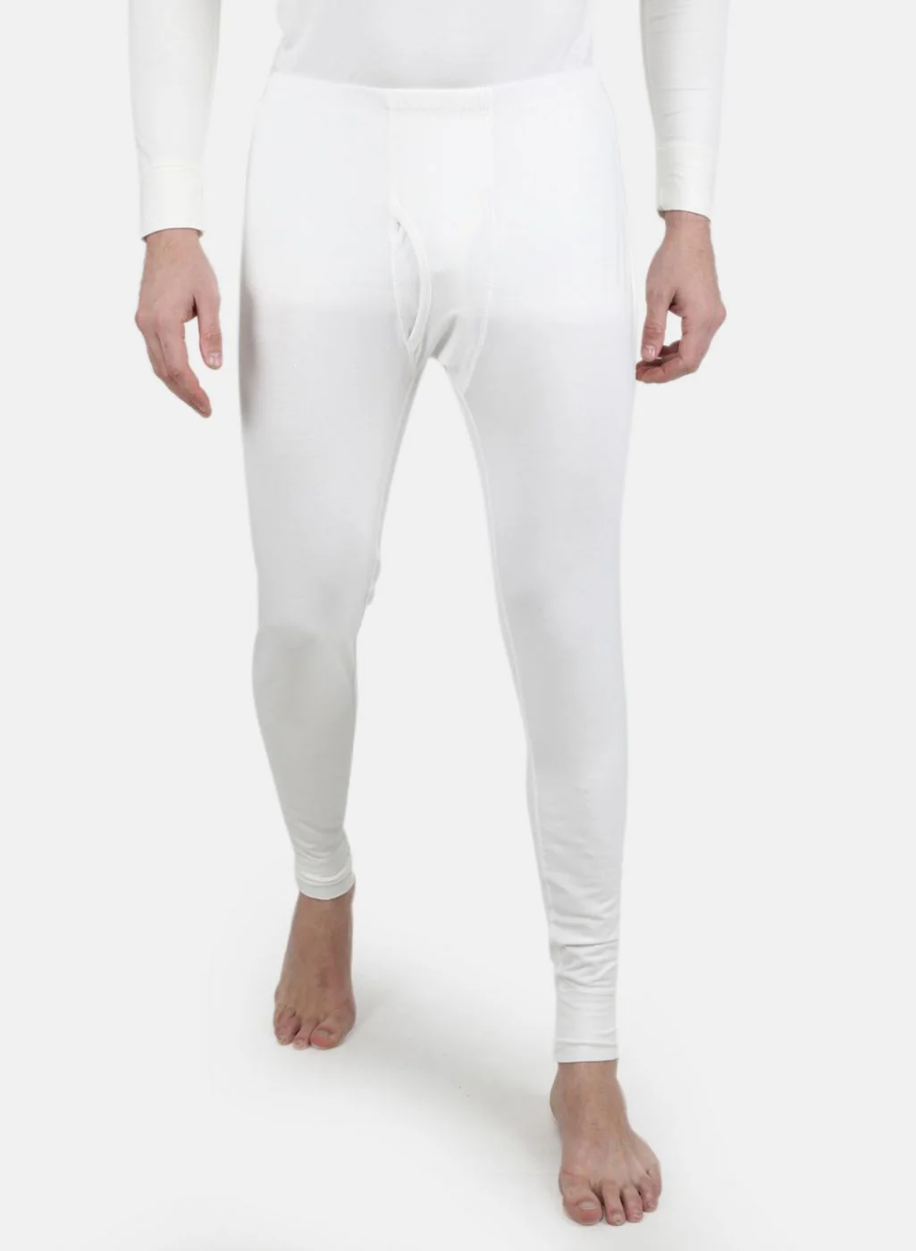 Men Off White Solid Thermal Lower