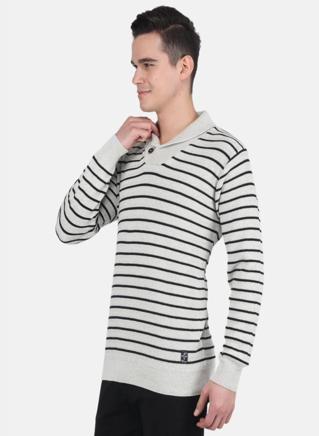 Men Off White Stripe Pullover - Image 2
