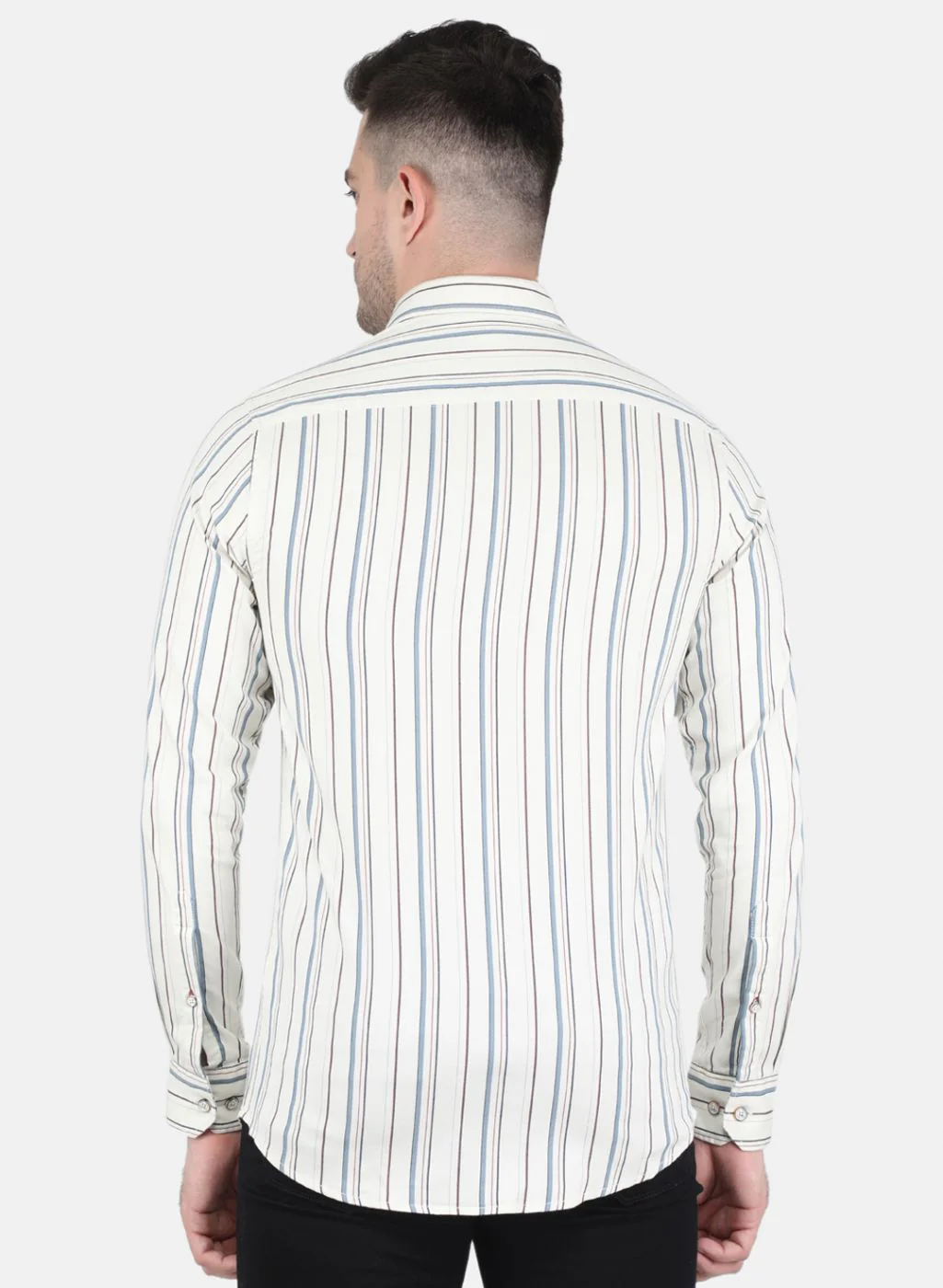 Men Off White Stripe Shirt - Image 3