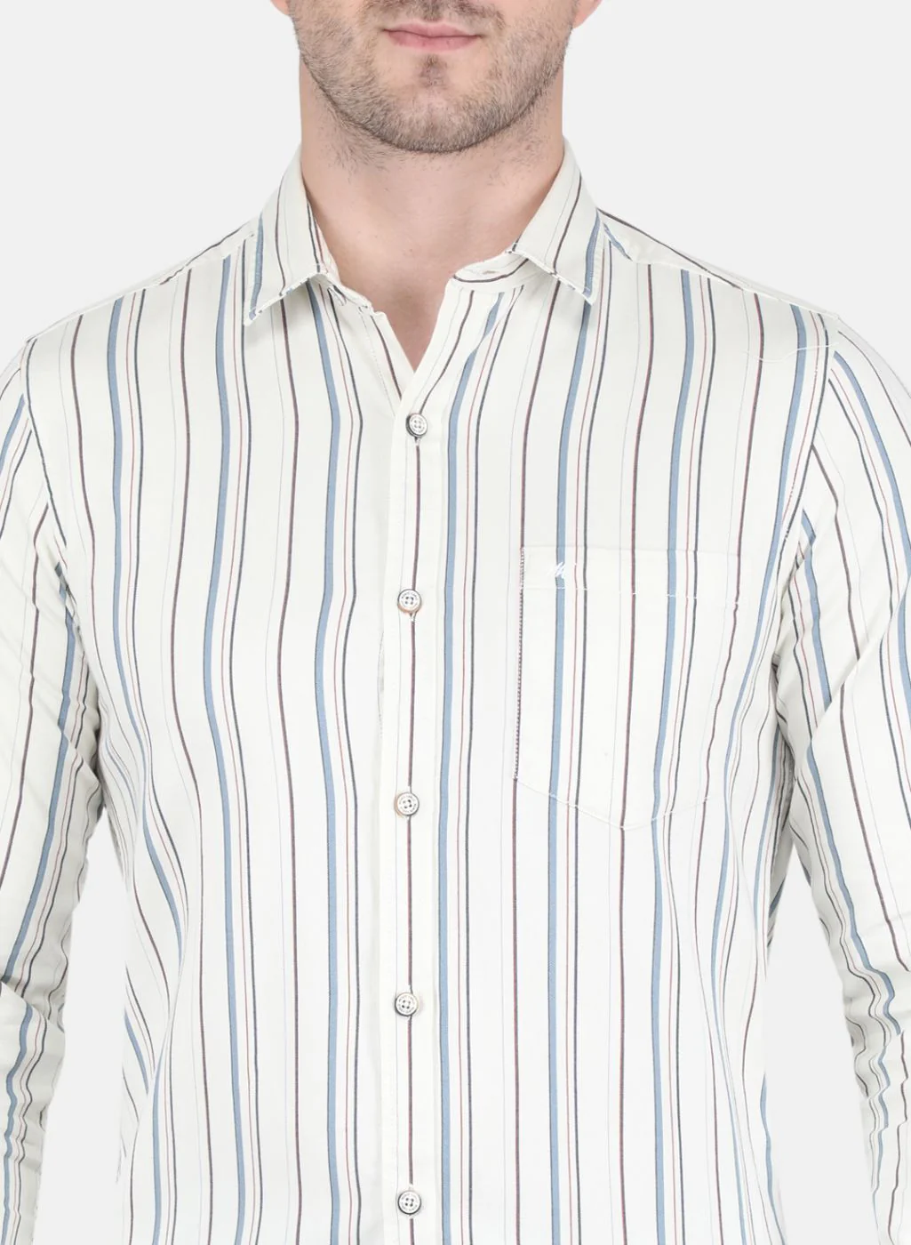 Men Off White Stripe Shirt - Image 5