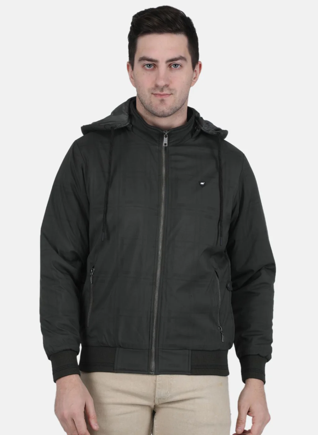 Men Olive Check Jacket - Image 2