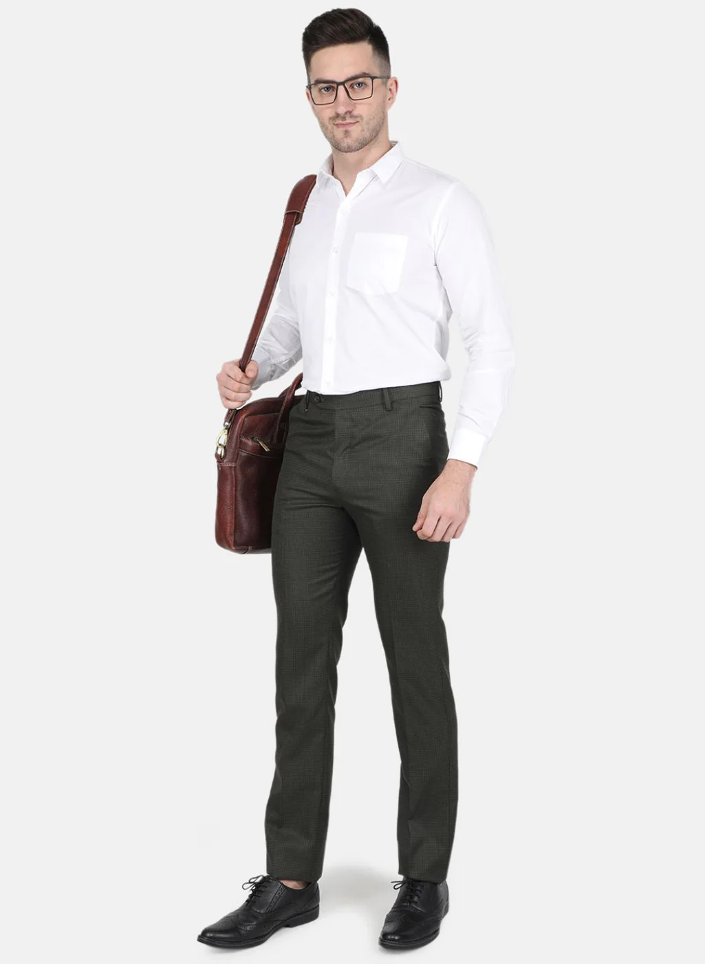 Men Olive Slim Fit Trouser - Image 4