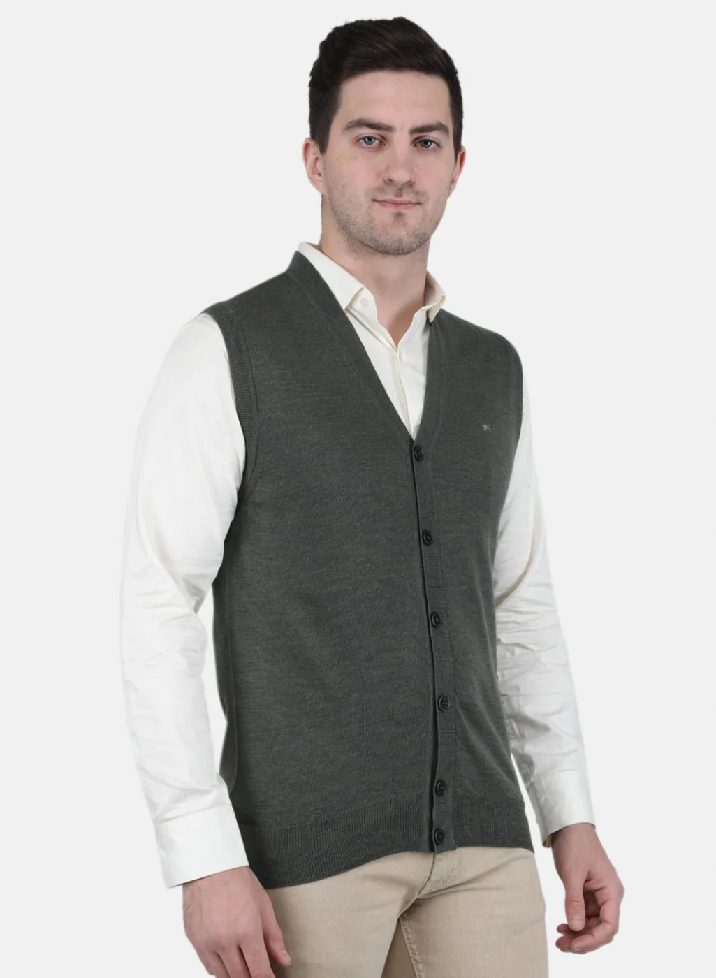 Men Olive Solid Cardigan - Image 6