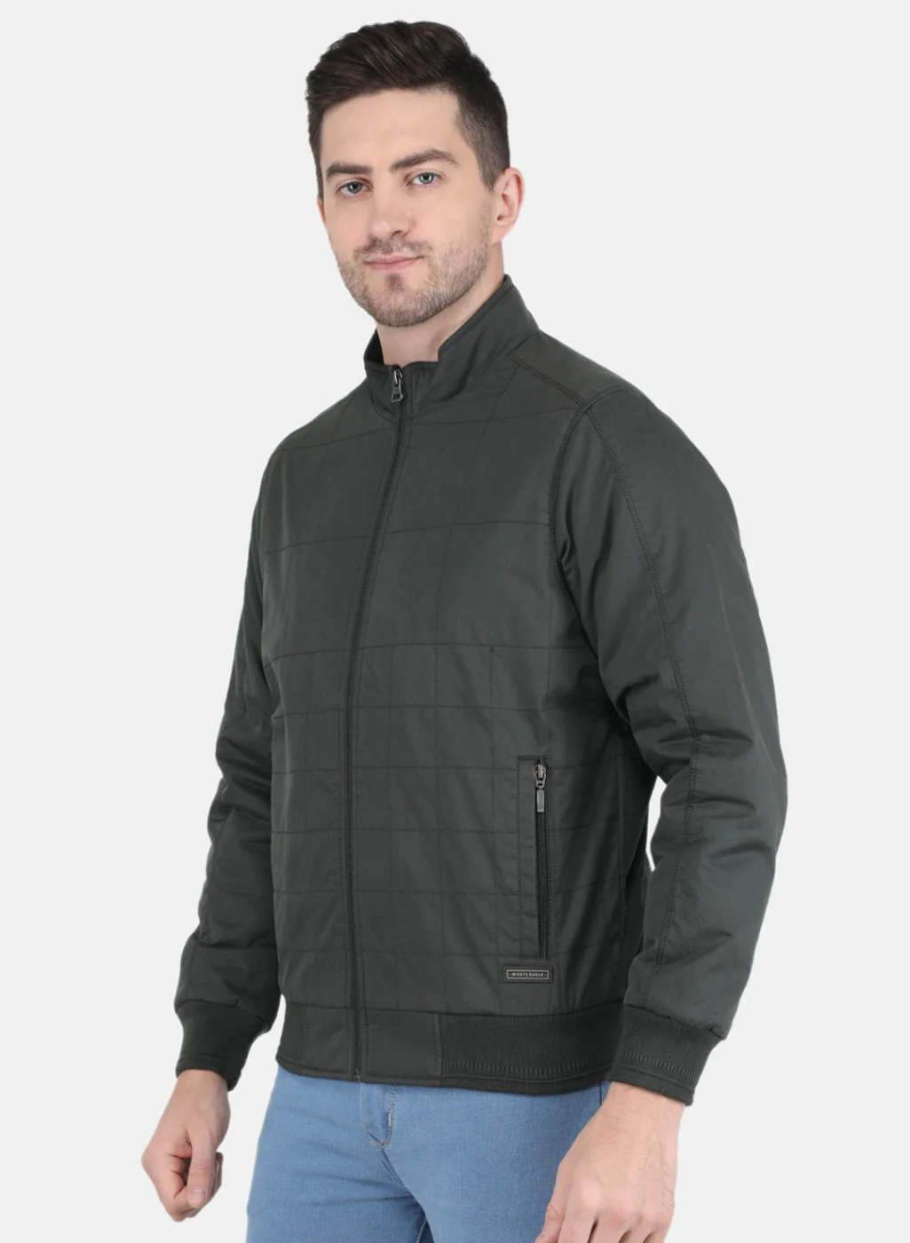 Men Olive Solid Jacket - Image 2